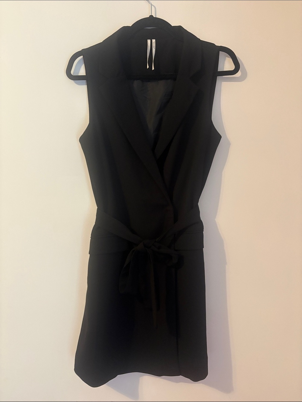 Anthropologie Black Sleeveless Tie-Waist Mini Dress